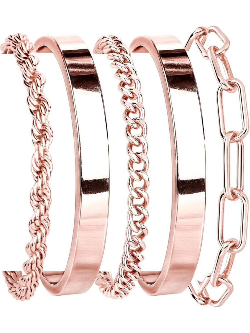 Women's Rose Gold Cuff Set For 14 Gold Plated Non Tarnish Stackable Bangles
